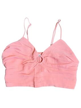 NWT Abercrombie & Fitch Small Pink Ruched Crop Top with Ring Detail